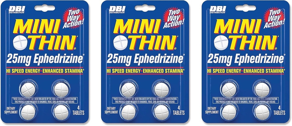 Mini Tenký DBI Distribúcia dvoma spôsobmi Akcia 25mg Efedrizín - 4 Počet Blister - 3 Balenie
