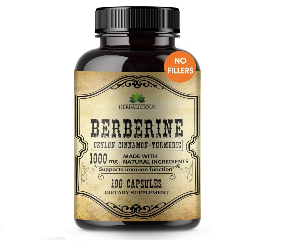 Berberine kapsuly Ceylonová škorica a kurkuma - Berberine HCL Dietary Supplement for Men and Women 