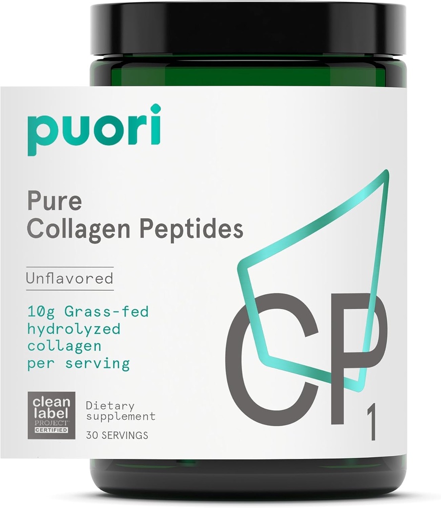Puori Pure Collagen Peptides Powder, unflavred - 10g trávy-Fed Hydrolyzed Bovine kolagén podporuje zdravie kože, vlasov a nechtov sila, bolesť kĺbov a podpora mobility - 30 porcií