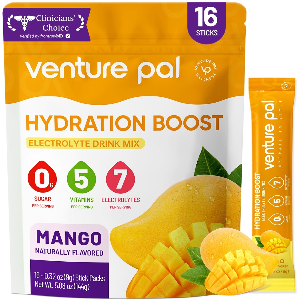 Venture Pal Cukor Bezplatne Electrolyte Powder Pakets - Liquid Daily IV Hydration Pakets 