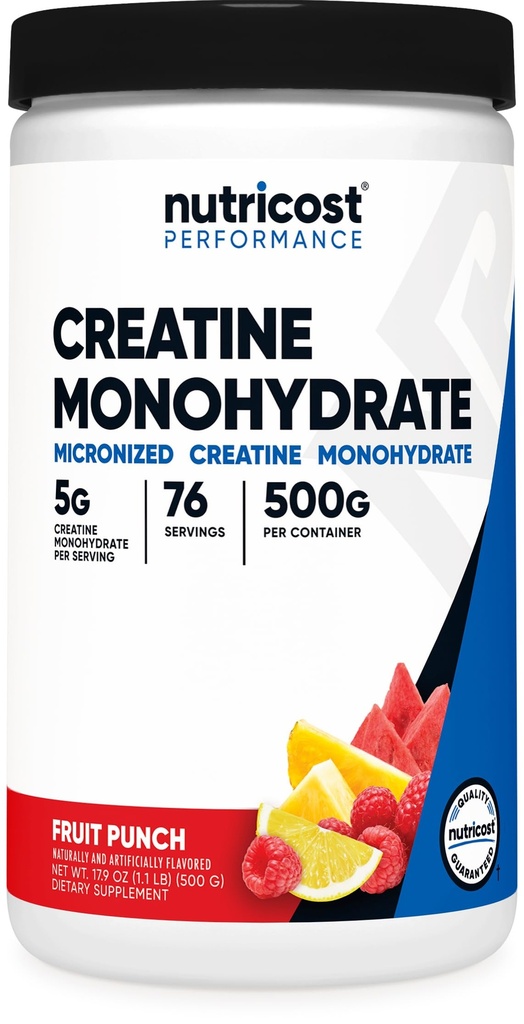 Nutricost Prášok na monohydrát kreatínu (Fruit Punch, 500 Gram)