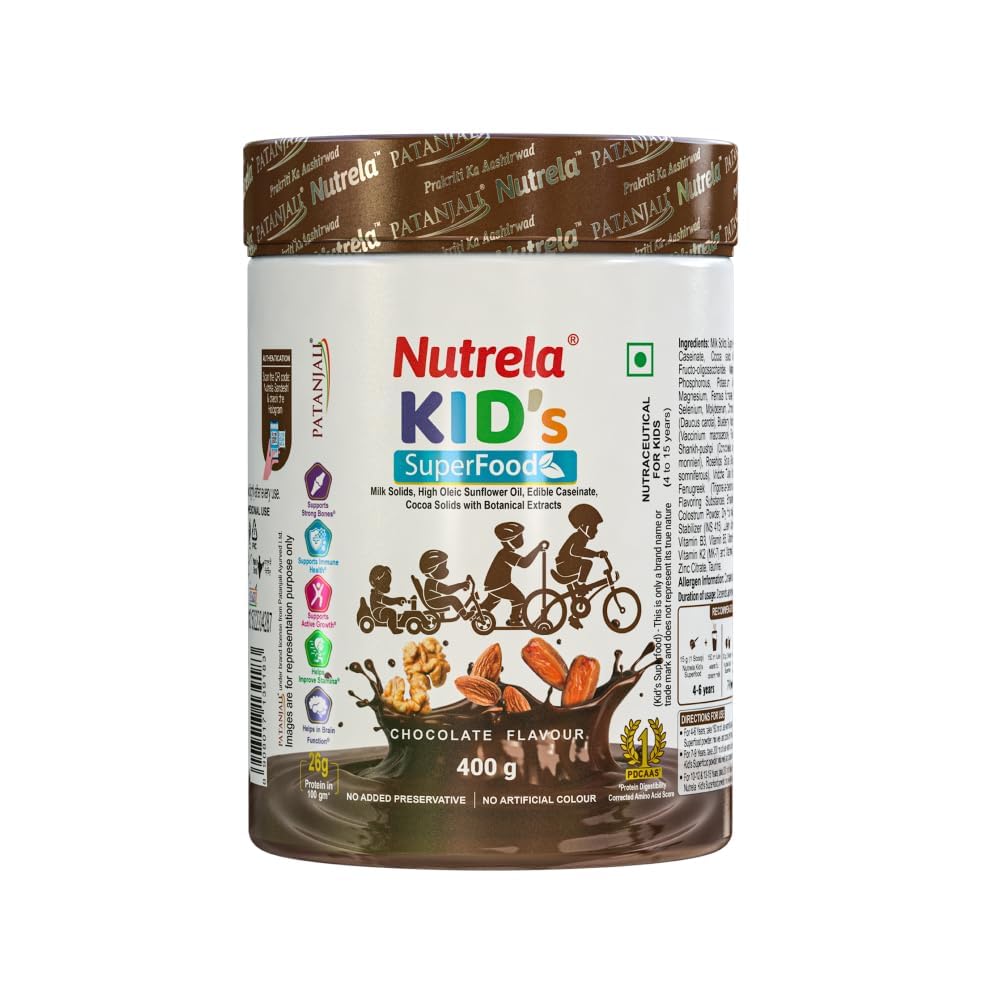 Nutrela Deti Proteínový prášok, čokoládová aróma, 400g, Pamäť a rozvoj mozgu, svalová hmota, kosti a zuby sila