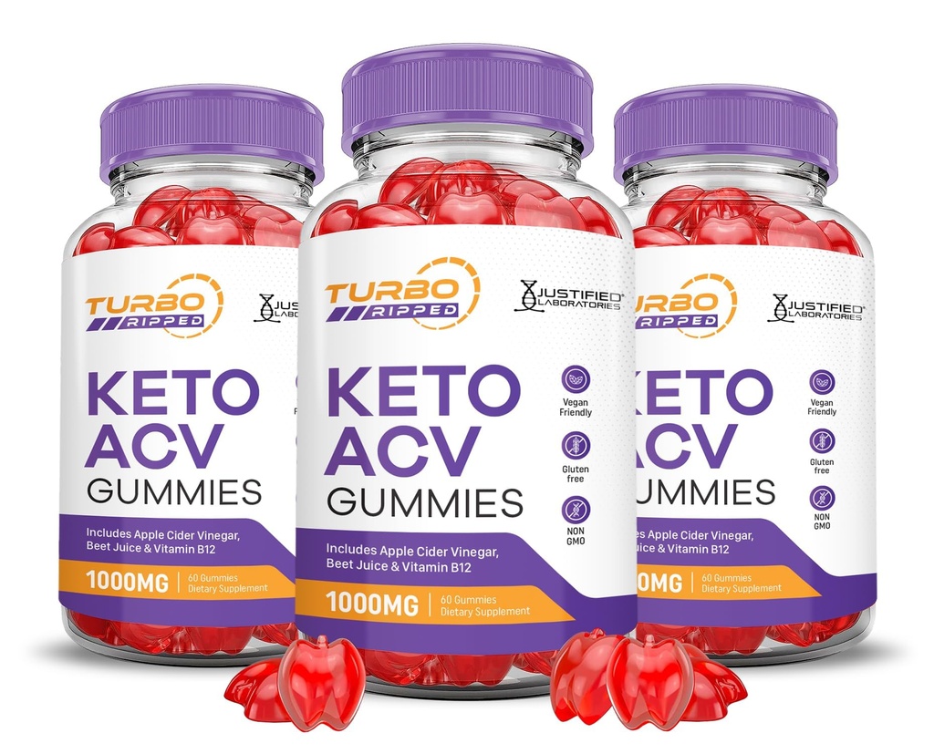 (3 balenia) Turbo Ripped Keto ACV Gummies Advanced Formula 1000MG Turbo Ripped Keto Gummies Apple Cider Ocogar Formulated with Pomegranate Beet Juice Powder B12 Vegan Non GMO 180 Gummy