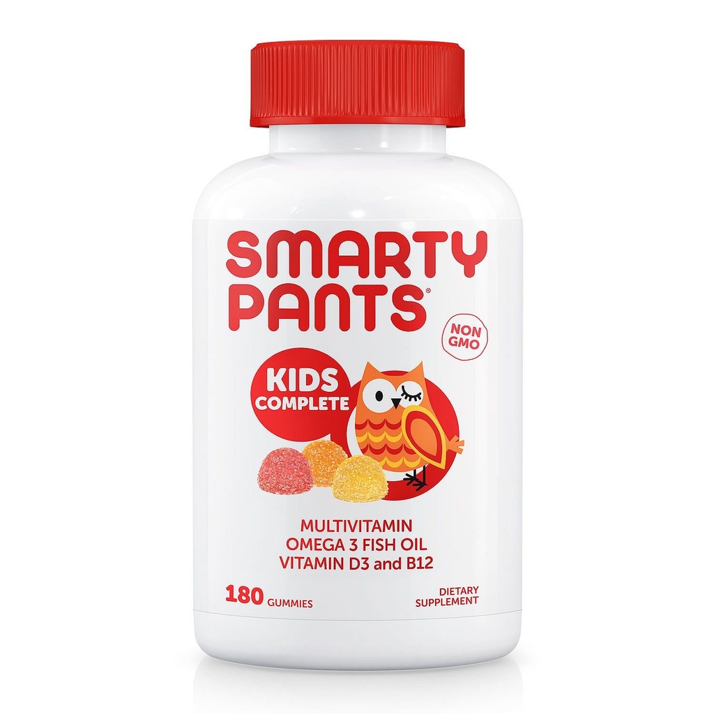 SmartyPants Kids Complete Daily Gummy Vitamins, Gluten Free, Multivitamin & Omega 3 Fish OilDHA/EPA Fatty Acids (180 Count)