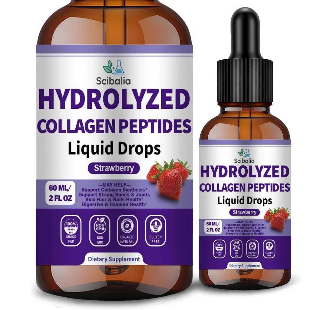 Multi Collagen Peptides Liquid Drop w. Types I II III V X Hyaluronic Acid Vitamin C Biotin for Joint, Skin, Hair & Nail Health, Hydrolyzed Liquid Collagen High Absorption for Women Men Grass Fed