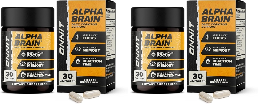 ONNIT Alpha Mozog Nootropný mozog doplnok pre mužov a ženy, IGEN non-GMO testované, pamäť, duševná jasnosť, kognitívna podpora a zaostrenie kapsule s L-Theanine a vitamín B6, 30 počet (Pack of 2)