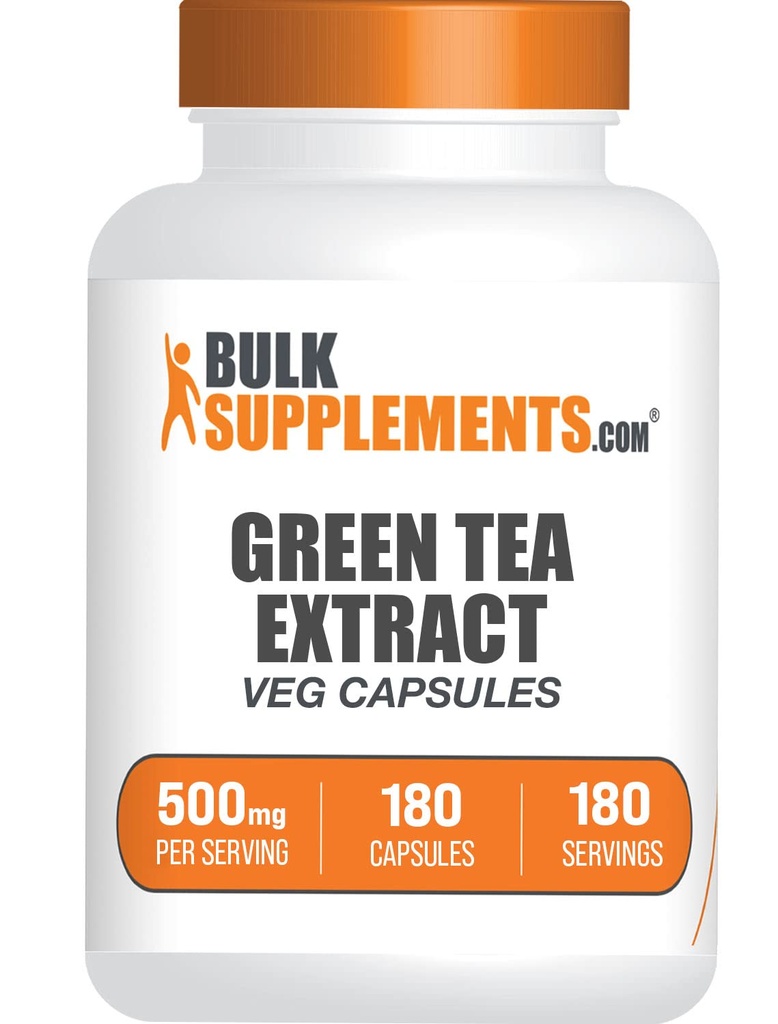 BulkSupplements.com Zelený čaj extrakt kapsule - Zelený čaj Supplement, Zelený čaj extrakt 500mg, Zelený čaj Pilulky - Vegan & Gluten Free, 1 kapsula na Serving, 180 Veg kapsule (Pack of 1)