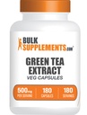 BulkSupplements.com Zelený čaj extrakt kapsule - Zelený čaj Supplement, Zelený čaj extrakt 500mg, Zelený čaj Pilulky - Vegan & Gluten Free, 1 kapsula na Serving, 180 Veg kapsule (Pack of 1)