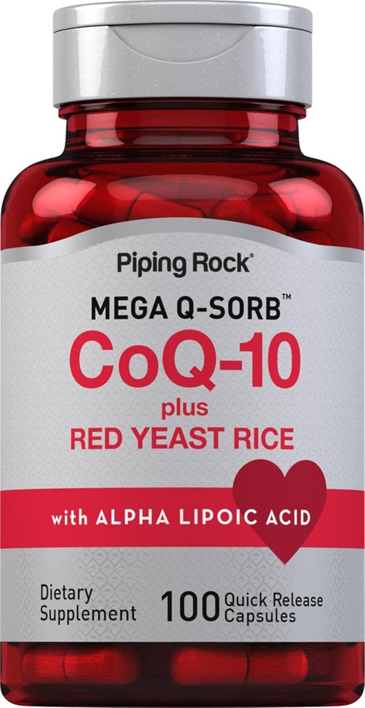 Piping Rock CoQ10 s červenou kyslou ryžou 100 kapsúl s Alpha Lipoic Acid 