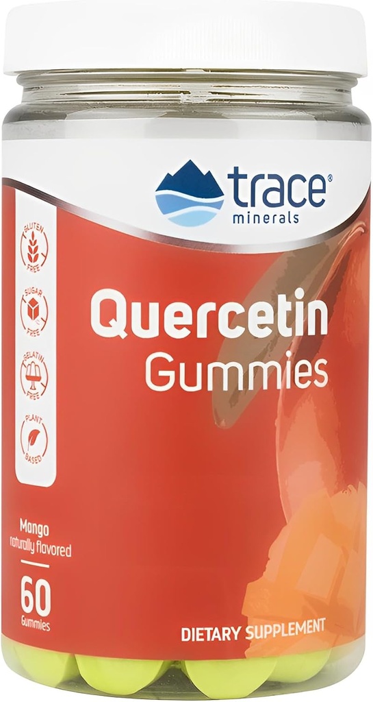 Stopové minerály Quercetin - Antioxidant doplnok podporuje Immune & Cellular Health - Essential Nutrients Supplement podporuje minerály Absorpcia & Kardiovaskulárne zdravie - Mango, 60 Gummies