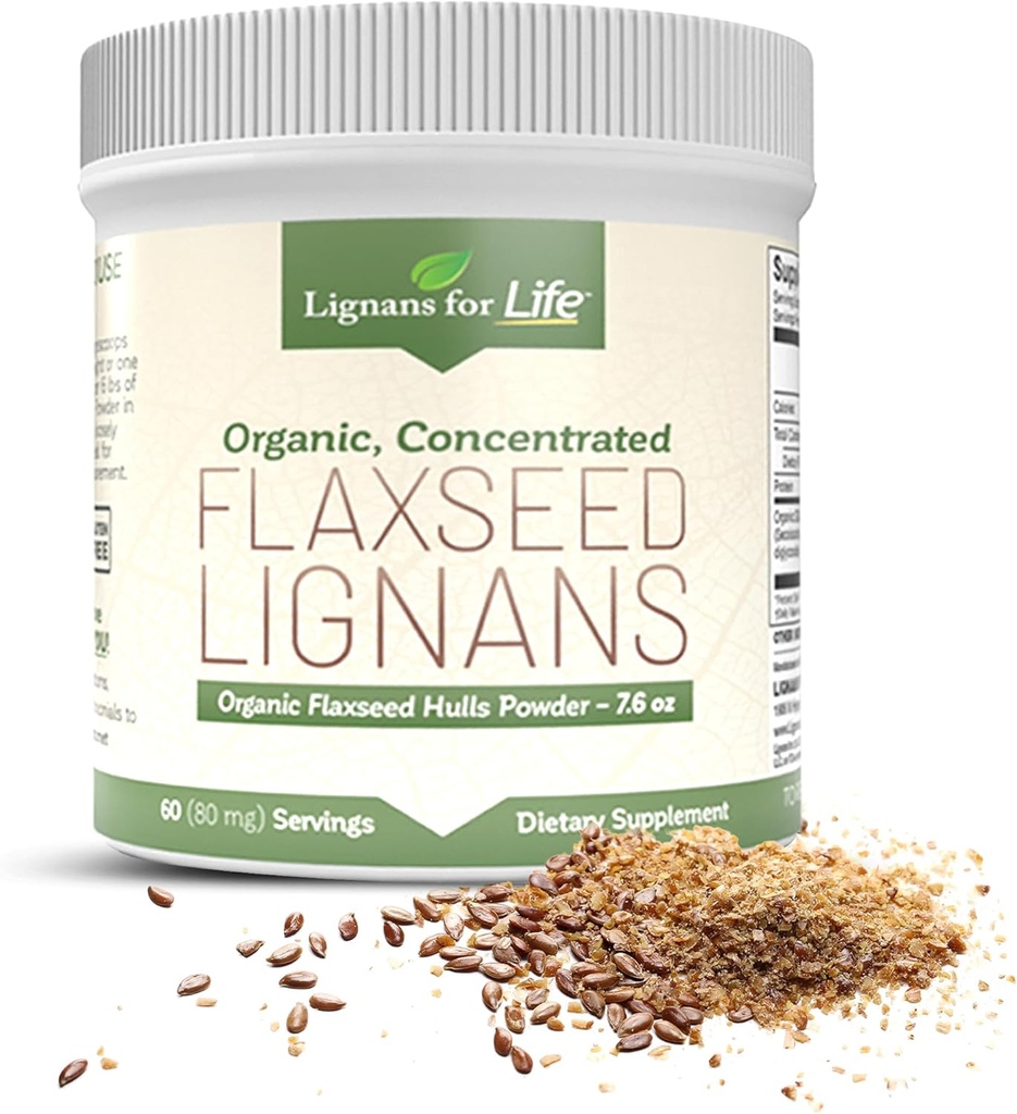 Lignans for Life - Natural Bulk Ground Ľanseed Powder - Omega 3 & 6 Mastné kyseliny vyplnené High Fiber Antioxidanty - Podpora Zdravé srdce a vlasy, Zdravý imunitný systém - 60 Servis 80mg na kartu, 1 balenie