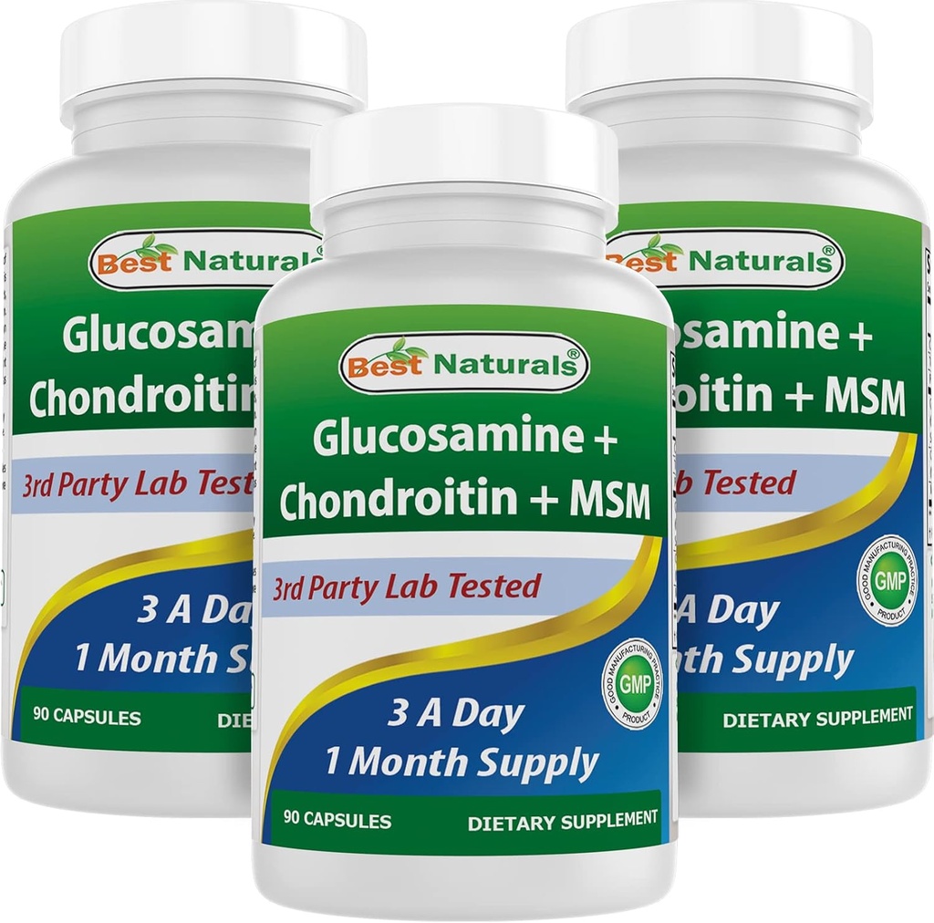 Najlepšie Naturals, Glucosamine Chondroitín MSM Supplements, 2600 mg per Serving, 90 Kapsule (90 Počet (Pack of 3))