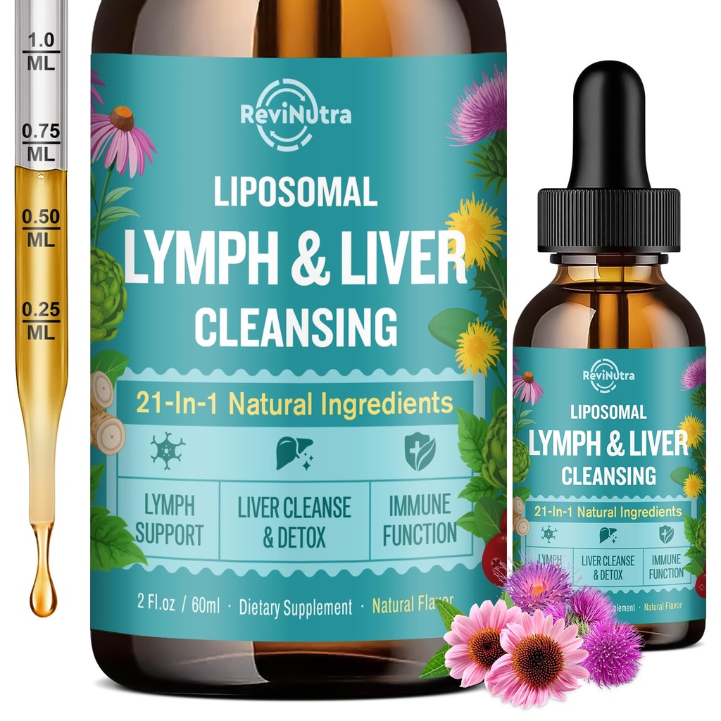 Lipozomálne Lymfatické kvapky, Pečeň Clean Detox & Repair Liquid Supplement with Milk Thitle, Dandelion, Burdock Root & Echinacea - Lymf & Pečeň Detox, Antioxidant, Natural Fl Oz