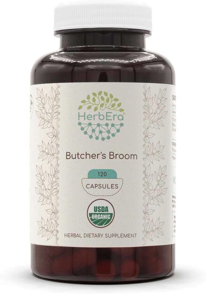 HerbEra Butcher Broom USDA Organic 120 Kapsule 