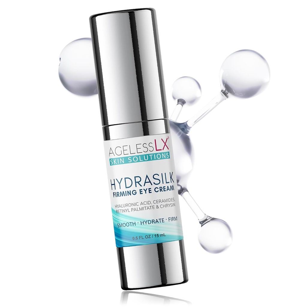 AgelessLX - Hydrasilk očný krém - spevnenie pod očným krémom pre tmavé kruhy a opuchy - Hyalurónová kyselina hydraurizer pre vrásky, jemné linky a nafúknuté očné tašky - 0.5 OZ