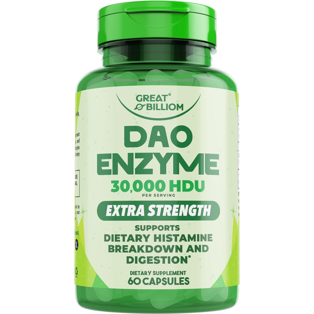 DAO Enzyme (Diamine Oxidáza) - Tráviace enzýmy pre ženy a mužov - 30 000 HDU - Gut Health Supplements - Tráviace zdravotné histamíny - Enzýmy pre Tráviacu - 60 kapsúl
