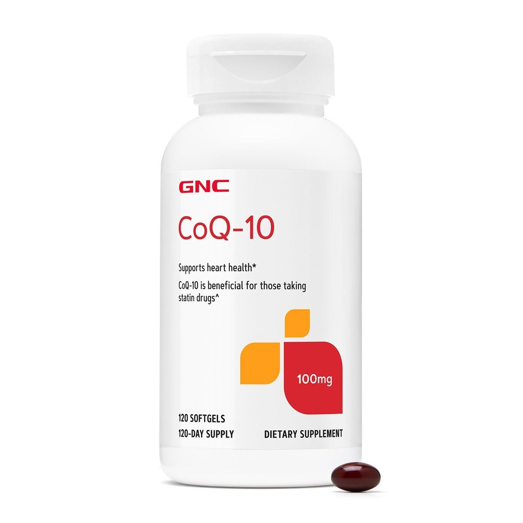GNC CoQ-10 100mg - Zdravie srdca a Cellular Energy Support Dietary Supplement - Antioxidant pre zdravý kardiovaskulárny systém - Ľahko prehltnúť Softgels - Gluten-free - 120 Počet (120 Servings)