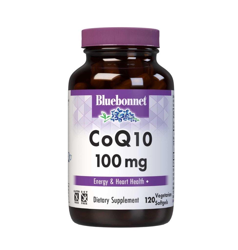 Bluebonnet Nutrition CoQ10 100 mg, Energy Production*, Heart Health*, Non-GMO, Gluten-free, Soy-free, Vegetariánska priateľsky, 120 Vegetariánska Softgels, 120 Servings