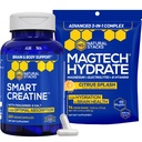 Natural STACKS Creatin Monohydrate & Magtech Hydrate Bundle - 2500mg Creatin + 200mg Elemental Magnézium Per Serving - podporuje hydratáciu, zdravie mozgu a vytrvalosť - 44 Total Servings