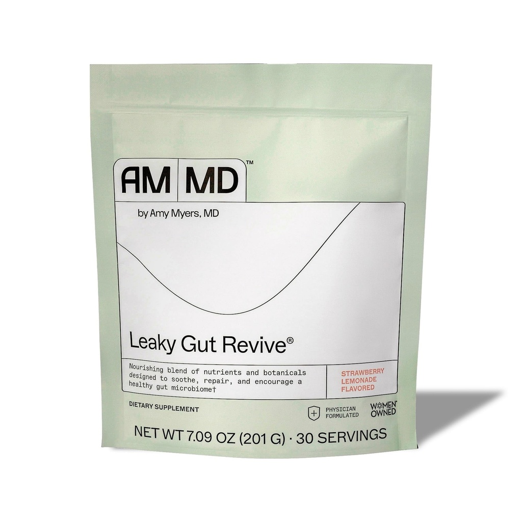 Amy Myers MD Leaky Gut Revive - bezlepkové a nedairy - Botanická zmes pre zdravú Gut Support - GI Health Support with Prebiotic Fiber - Strawberry Lemonade, 7.09 oz (30 Servings)