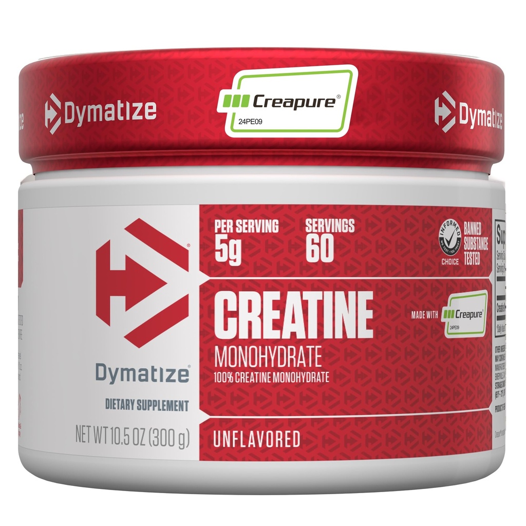 Dymatizovať Kreatín monohydrát prášok s CREAPURE (Product of Germany), 5g Per Serving, 60 Servings (300g), Kreatín pre ženy a mužov, bez lepidla