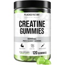 Ukradnuté továrne bez cukru Kreatínové guličky - 5g denná dávka (1,25g na Gummy) - Kreatín Gummy bez cukru pre mužov a ženy, Vegan-Priatelia, Tretia strana testované - 120 Gummy, Zelené jablko