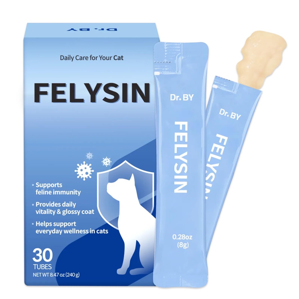 Lekár podľa FELYSIN L-lyzín pre mačky Lickable Imunitná podpora Doplnková Alergická úľava, Kýchanie, Runny Nos, studené, Vodnaté oči Respiračné zdravie s Beta-Glucan & Taurine 30 Individuálne balené