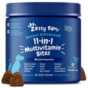 Zesty Paws Senior Dog Multivitamínové Liečba - Glukozamín pre psy + Digestívne enzýmy a probiotiká - Grain Free Dog Vitamíny a doplnky pre kožu a kožu + Immune Health Chicken - Advanced - 90ct