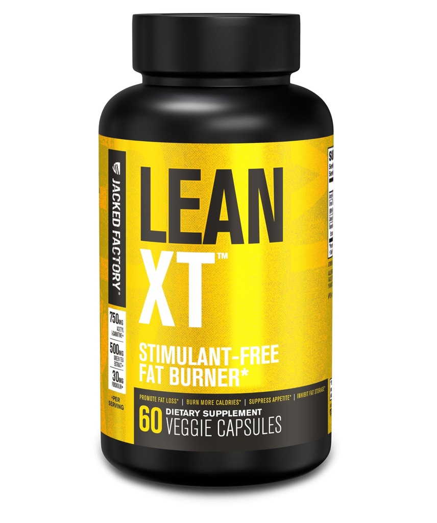 Jacked Factory Lean-XT kofeín Free Fat Burner - Non Stim Chudnutie doplnok, chuť k jedlu Potlačidlo a metabolizmus Booster 
