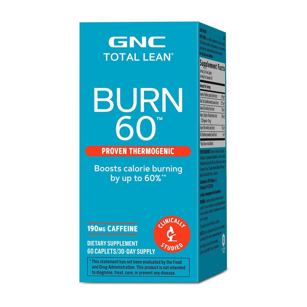 GNC Total Lean Burn 60, klinicky dokázaná termogénna formula, 30 porcií