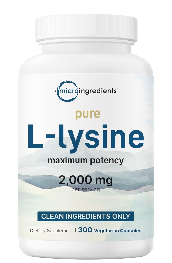 Pure L-Lysine 2,000mg, 300 Veggie Capsules 