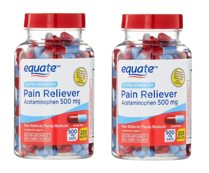 Extra sila Acetaminophen 500mg Gelcaps - 225 Počet (Pack of 2)