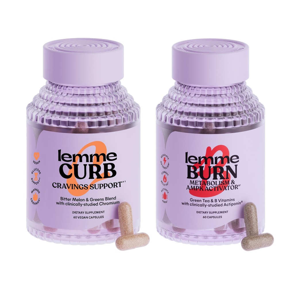 Lemme Curb and Burn - Metabolizmus, Cravings Support & Weight Management s klinicky študoval chróm pikolinát, Gynostemma, škorica, zelený čaj, vitamín B6 & B12 - bez lepidla, 60 gróf Ea