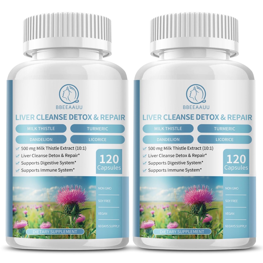 (2 balenia) Mlieko Thitle doplnok Kapsule, Pečeň Zdravie Formula, s púpavkovým koreňom, 10:1 extrakt, pre Pečeň Detox Cleanse Support, Tráviaci a imunitný systém,240 Počet