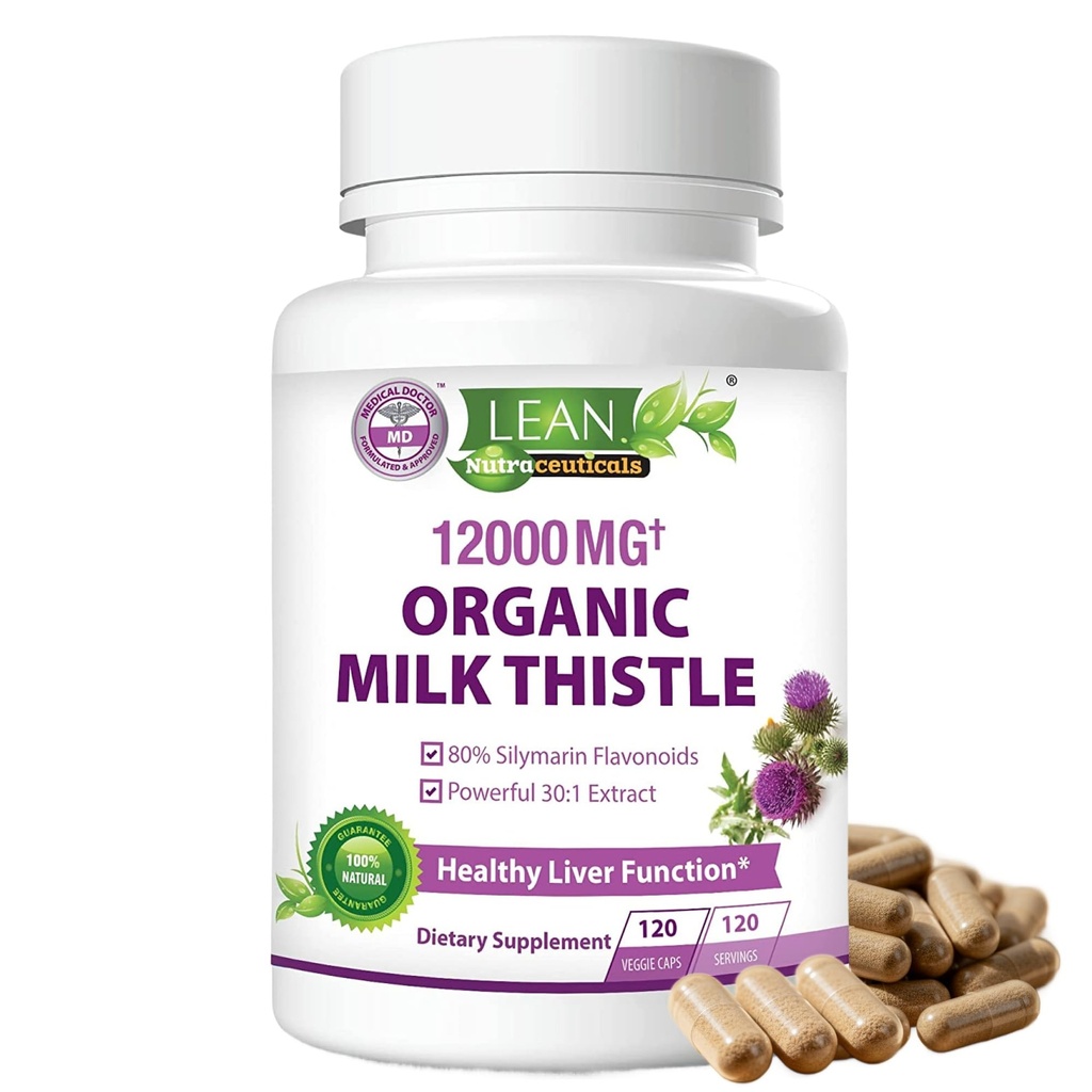 Milk Thitle Pečeň Čistiť Detox & Repair Support Organic Supplement, 12000 Mg 120 Day 30X Seed Extract with Silymarin, MD Super Ultra bylinné obličky Pľúca Obnoviť pomoc Zdravie Formula Pills, 120 Kapsule