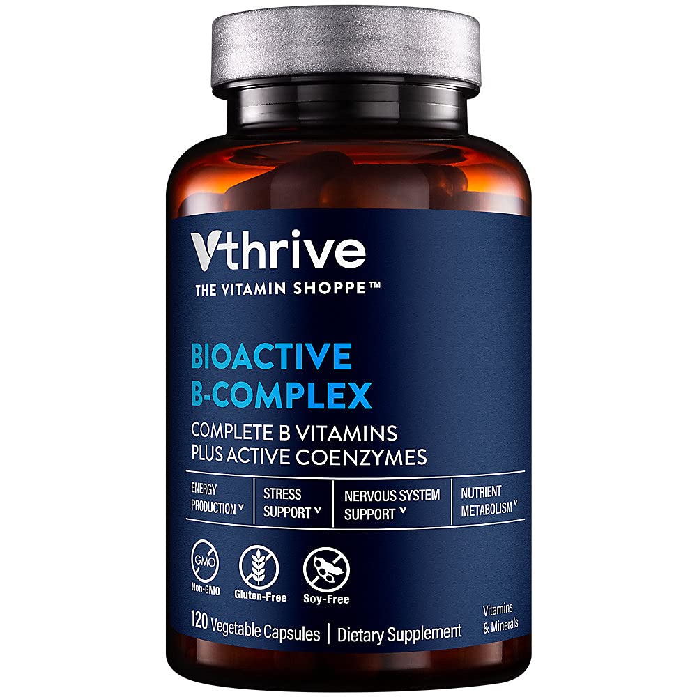 Vthrive Bioactive B- Complex - Vitamín B + Aktívne koenzýmy pre výrobu energie (120 Rastlinných kapsúl)