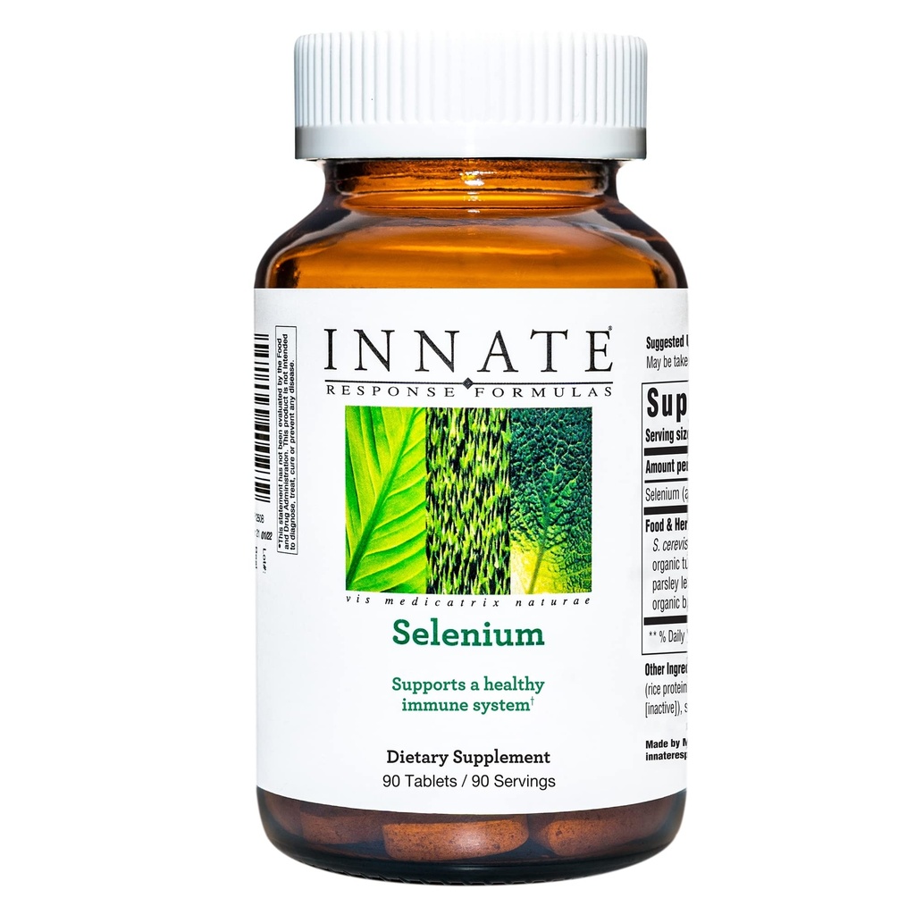 INNATE Response Formuly Selenium - Minerálny doplnok pre imunitný systém Podpora - Vegan, Gluten-free, a non-GMO - Vyrobené bez 9 Potravinové alergie - 90 tabliet (90 Servings)