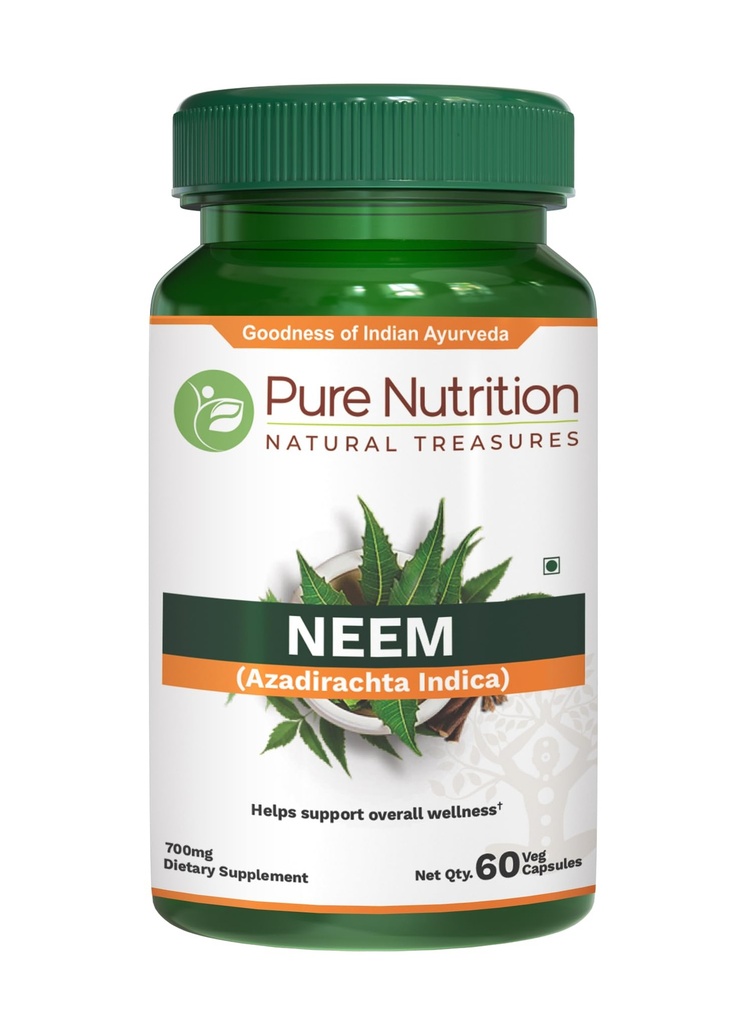 Pure Nutrition Neem Kapsule 700mg. (Ekvivalentný do 2600mg Neem Leaf Powder and Bark Powder) Non GMO 