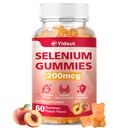Selén doplnok pre podporu štítnej žľazy Gumies 200mcg ako Energy Booster pre ženy a mužov, Peach Flavor (60 gróf [Pack of 1) ]