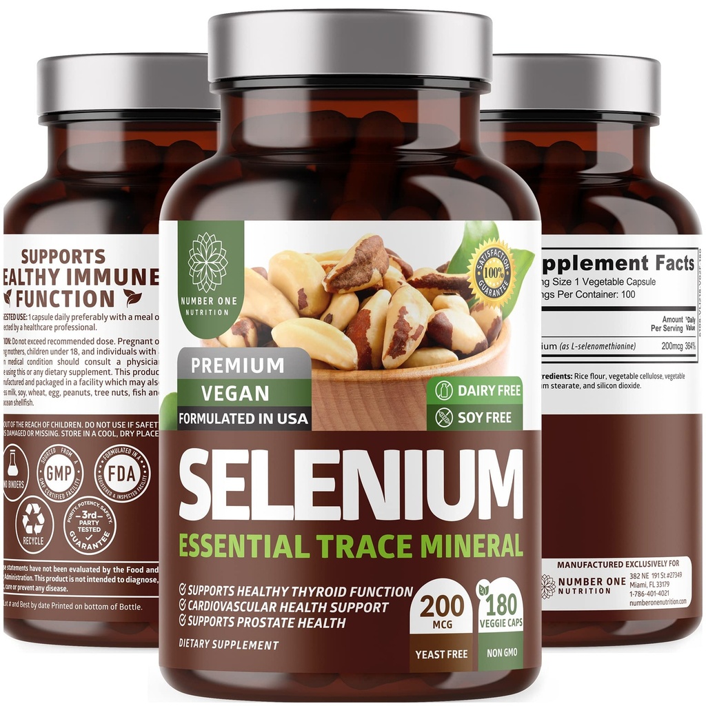 N1N Premium Pure Selenium [200MCG, maximálna absorpcia] Základné stopové minerály na podporu imunity a prostaty funkcie, 180 Veg Caps
