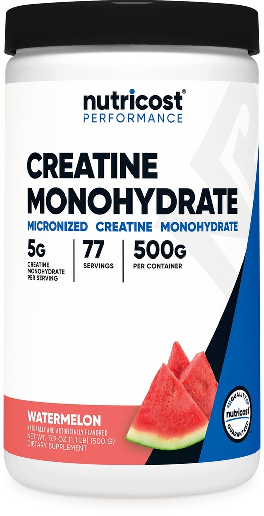 Nutricost monohydrát kreatinového prášku (Watermelon, 500 gram) - Micronized Creatine Supplement - Vegan, Non-GMO, Gluten Free