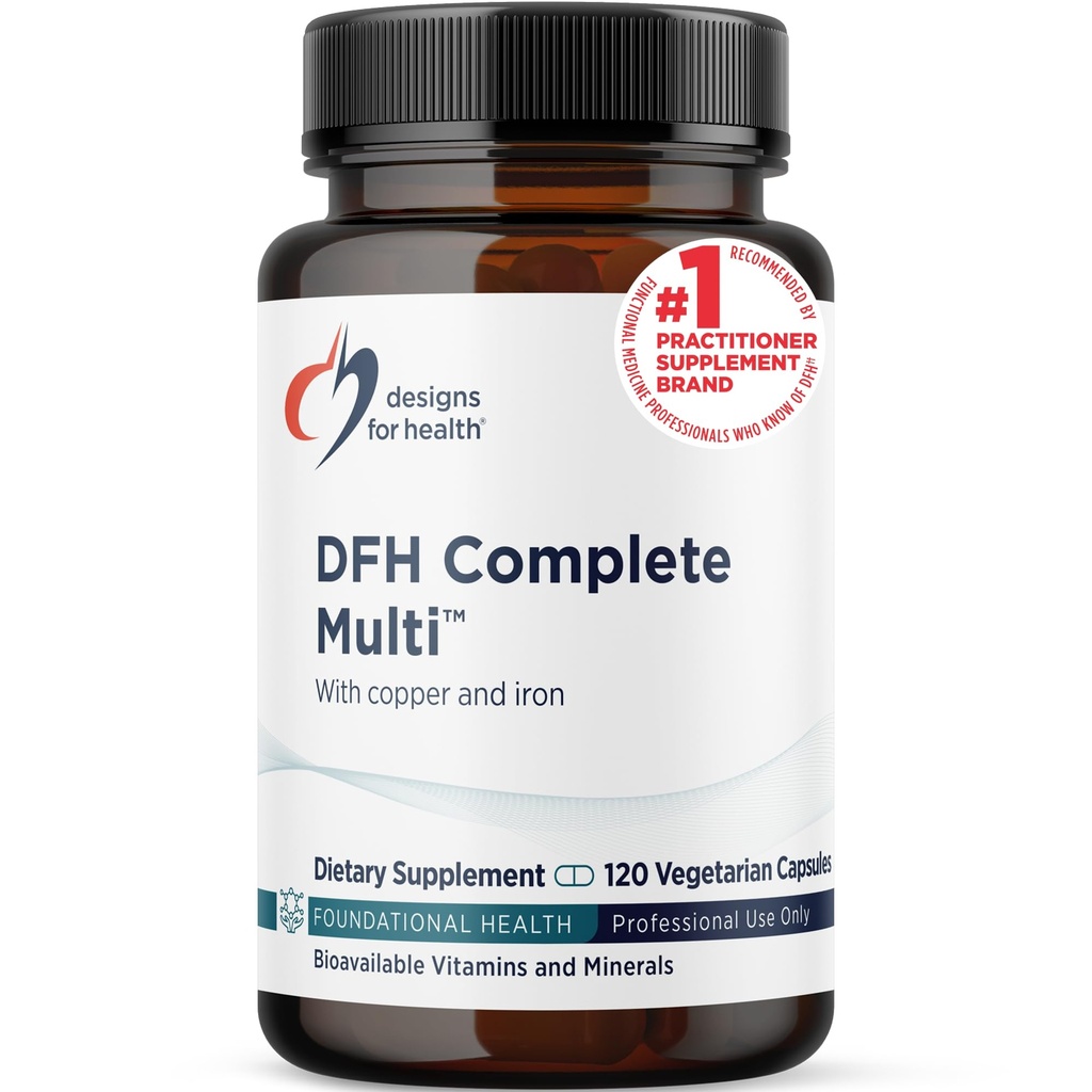 Dizajn pre zdravie Kompletné Multi s meďou + železo - Komplexné Multivitamín + Minerálne doplnky s folátom, 1000 IU vitamínu D, Imunitná podpora Vitamíny - Multivitamín (120 Kapsule)