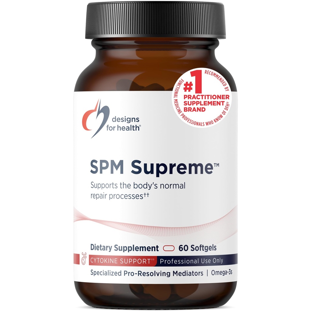 Designs for Health SPM Supreme - 3 Špecializované na riešenie mediátorov z rybieho oleja - Omega 3 Mastné kyseliny Supplement, SPM Fish Oil (60 Softgels)
