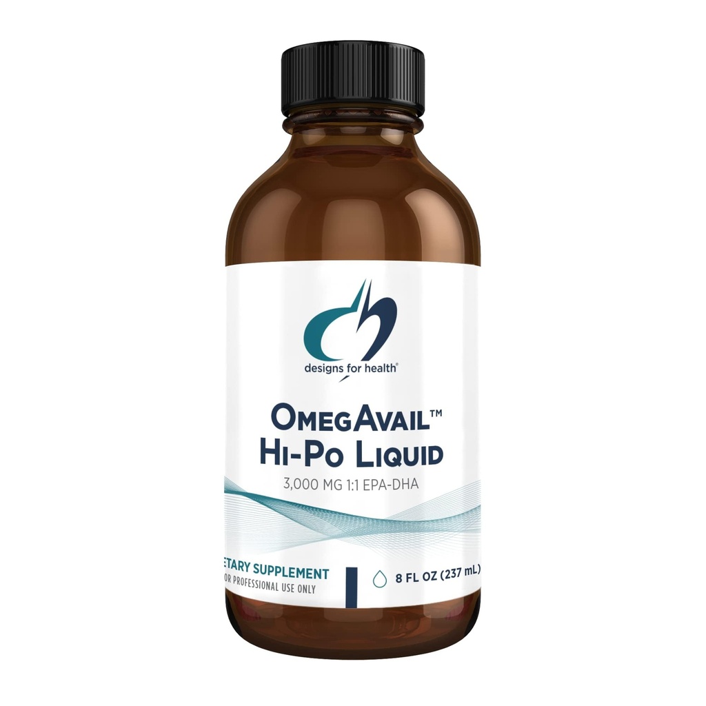 Designs for Health OmegAvail Hi-Po Liquid - High Concentration 1500mg EPA 1500 DHA - Triglycerid Omega 3 Fish Oil Heart Health & Brain Supplements - Natural Lemon Flavor (8oz)