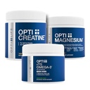 Opti + sila & Recovery Bundle - Kreatínové pilulky, Triple Magnézium & rTG Omega-3 doplnok Kit 