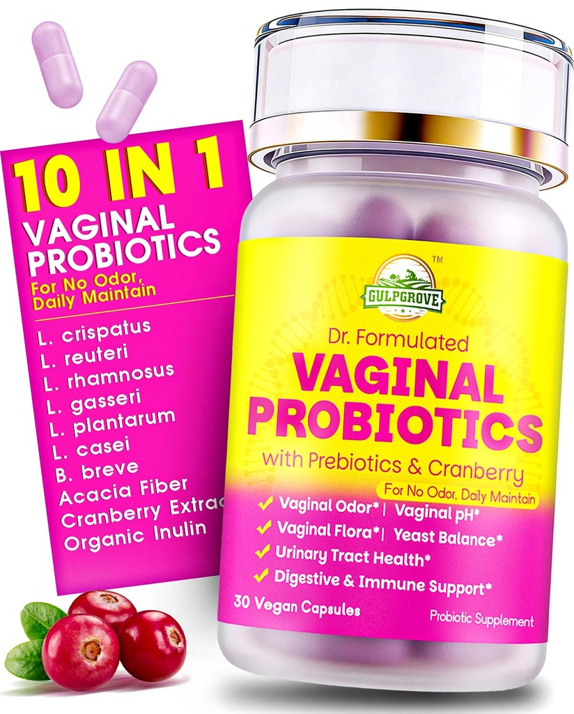 Vaginálne probiotiká pre ženy s prebiotikami a brusnicami - Dr. Formulované Feminine pH Balance Daily Supplement, Supports Vaginal Odor Control & Urinary Tract Health, 30 Servings