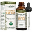 Živý Wise Naturals Vegan D3 K2 Vitamín 5000 IU, 90 MCG (MK-7) kvapky - 60 Servírovanie, Ultra koncentrované formulácie, a rýchla absorpcia - Presnosť Micro-Dosing Dropper pre kognitívne a imunitnú podporu