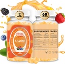 L-Lysine Gummies 1000mg - L-Lysine Doplnky pre deti a dospelých - Lip a studená bolesť* Podpora pre ženy - Žuvateľné Lyzínové Gummy s vitamínom B12 - Vegan, Non GMO, Gluten-free, 120 Počet