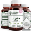 Natural Nutra Lysin HCl, podporuje zdravie a rast kostí, podporuje zdravie pokožky, zlepšuje vitamín C absorpcie, pomáha postavené kolagén, zlepšenie absorpcie vápnika, non-GMO, Vegan, 500 mg, 50 kapsúl.