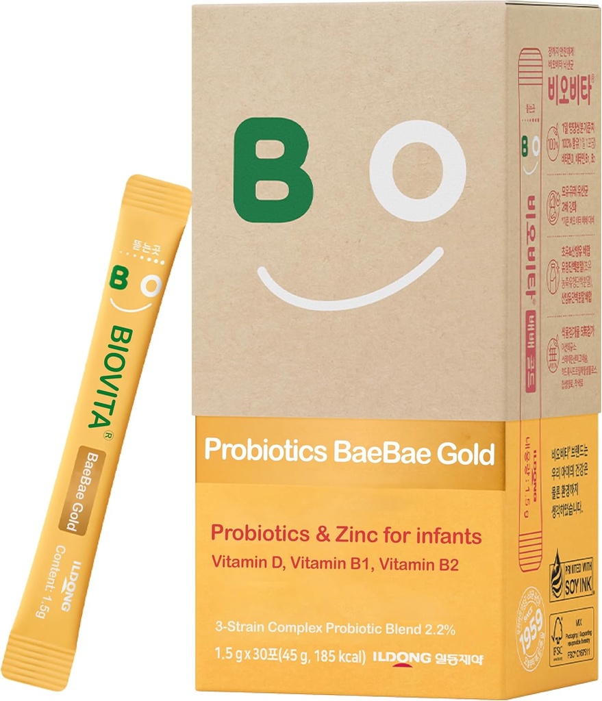 Baby Probiotiká Prášok (30 Sticks, 30 dní) - Podpora Zdravý imunitný a tráviaci systém, Doplnok pre dojčatá a dojčatá. Vitamín B, vitamín D, zinok